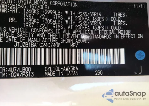 2012 Lexus Rx 450H from USA, damaged, VIN JTJZB1BA1C2407408